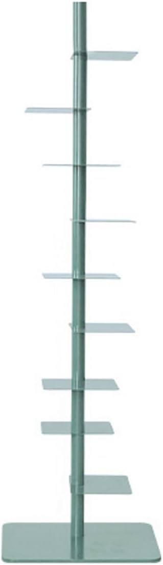 SYALEO Modern Open Invisible Bookshelf DIY Metal Spine Book Tower Nordic Vertical Shelf Bookcase Floor-Standing 9 Tier Display Storage Rack for Home Office, Green