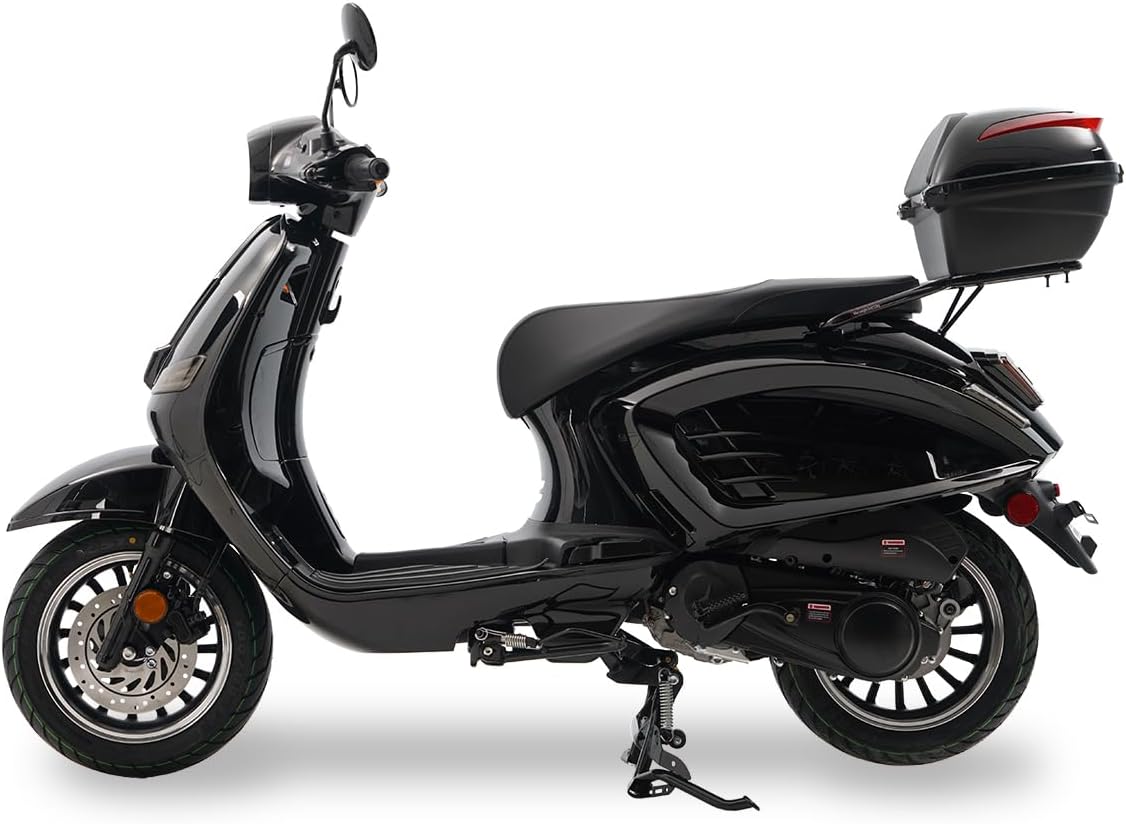 Classic 150 Gas Scooter, 150cc Motor Scooter with Top Case, Black, PMZ150-16