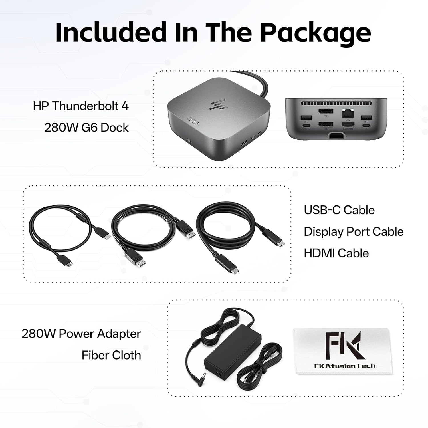 HP Docking Station for Laptop Dual Monitor and Charging Bundle - HP Thunderbolt 4 Ultra 280W G6 Dock with 280W AC Adapter, HDMI & DP Cable & USB-C Cable