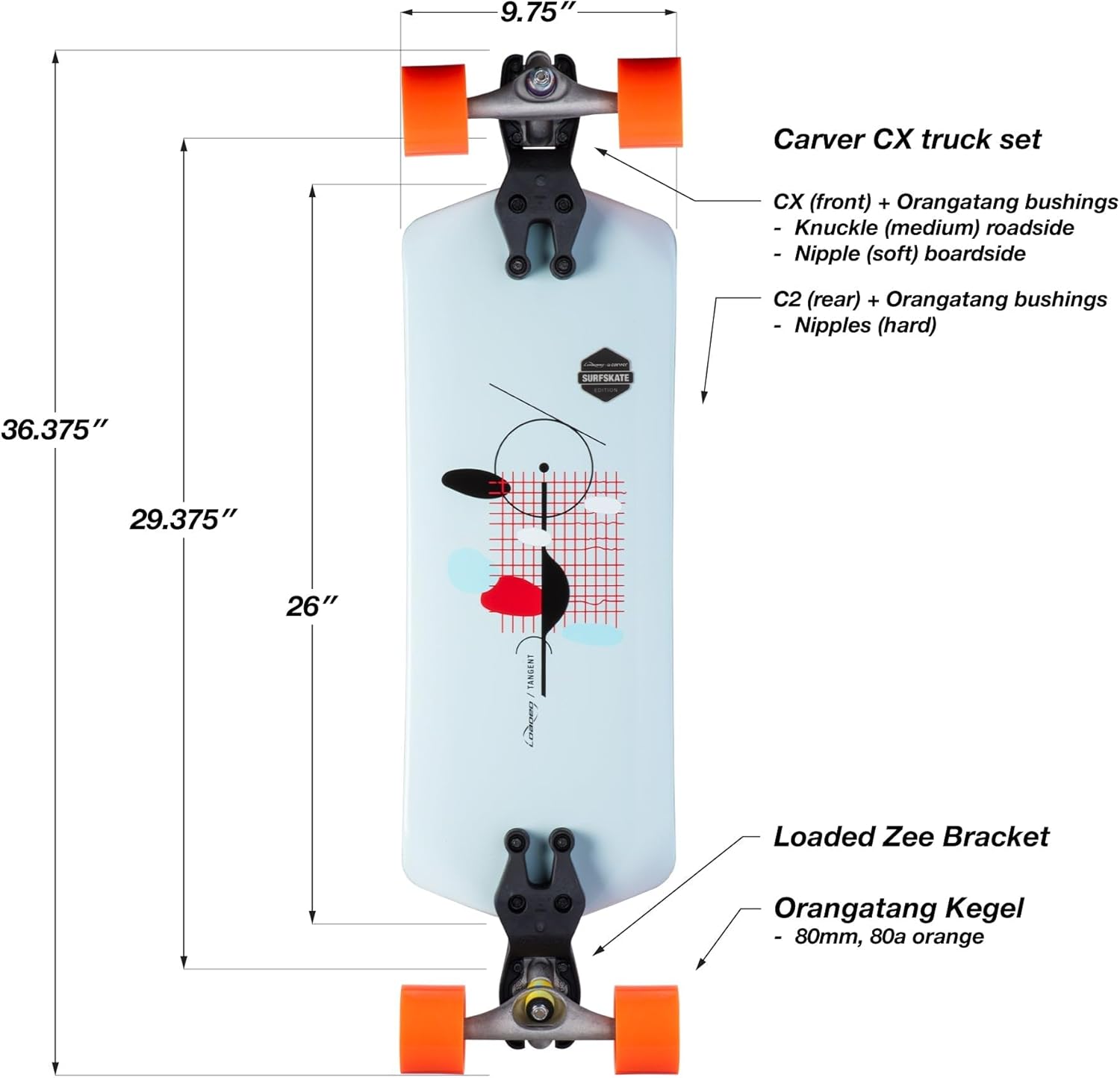 Loaded Boards x Carver Tangent Surfskate Edition Longboard Complete