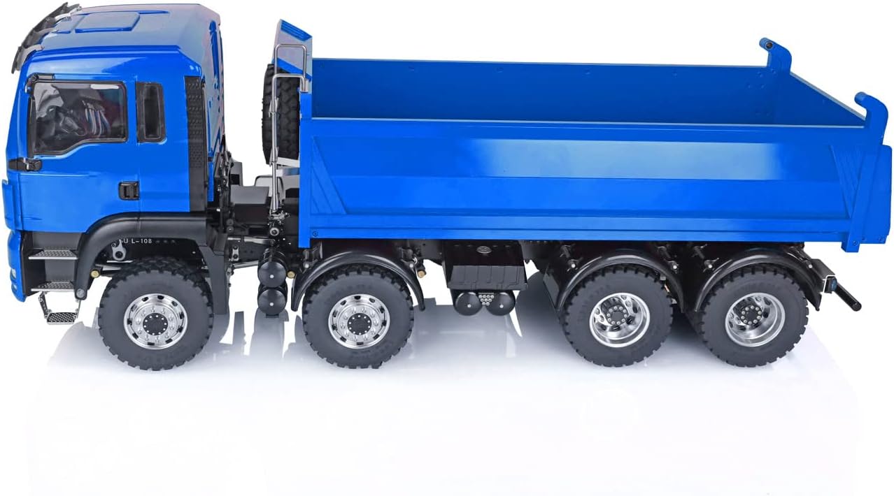 LESU 8x8 1/14 RC Hydraulic Lifting Dumper Truck Model Radio Control Painted Car Lock Differential 2-Speed High Torque Transmission LED Light Sound System