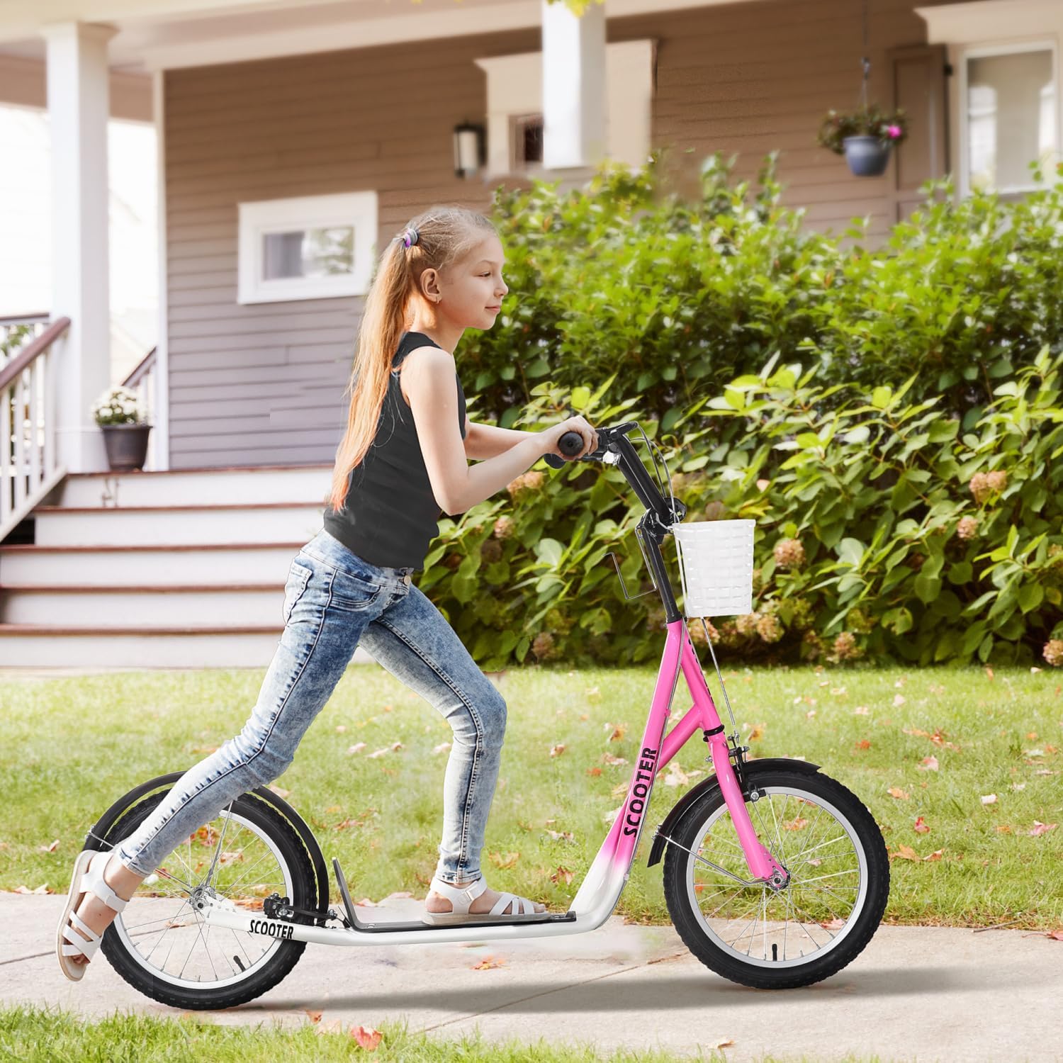 Youth Scooter, Kick Scooter with Adjustable Handlebars & Double Brakes