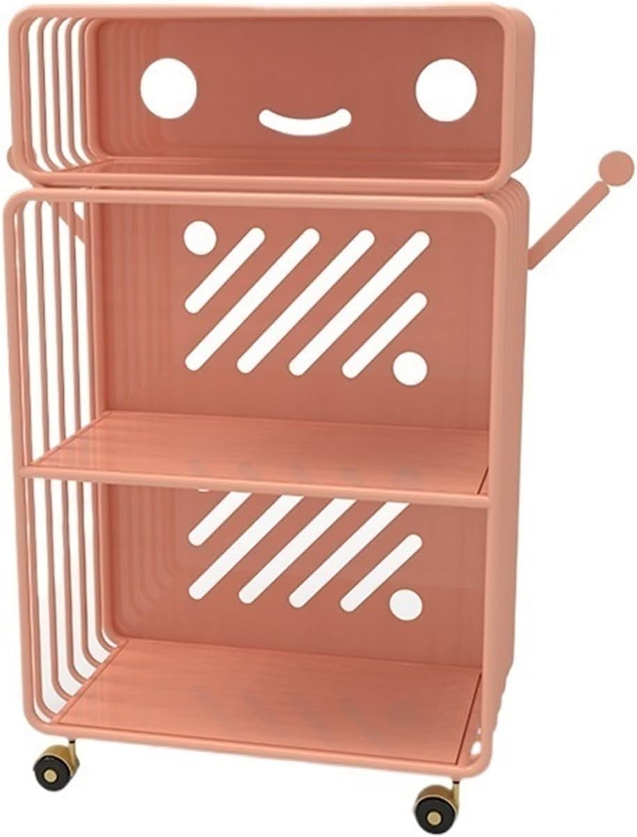 LIBANGRONG-888 Bookcase Bookshelf Picture book rack, reading bookshelf, book storage rack, multi-layer home iron floor-standing creative removable Bookshelf Organizer(Color:Pink,Size:L)