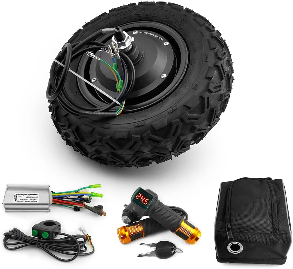 24V 36V 48V 350W Off road Rough Tyre 10 inch wheel Electric Wheelbarrow Scooter Gear Hub Motor kit（36V350W throttle）