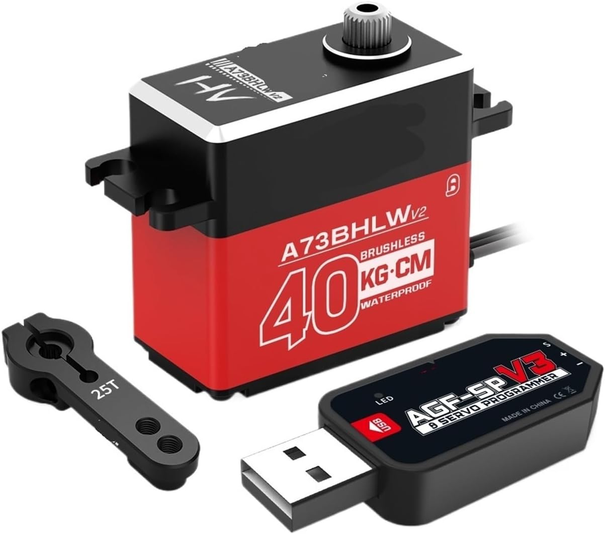 A73BHLW V2 A73CHLW V2 HV 40 kg 32 kg Metal Gear Waterproof IP67 Brushless Standard servo for 1/10(A73BHLW 40kg Set1)