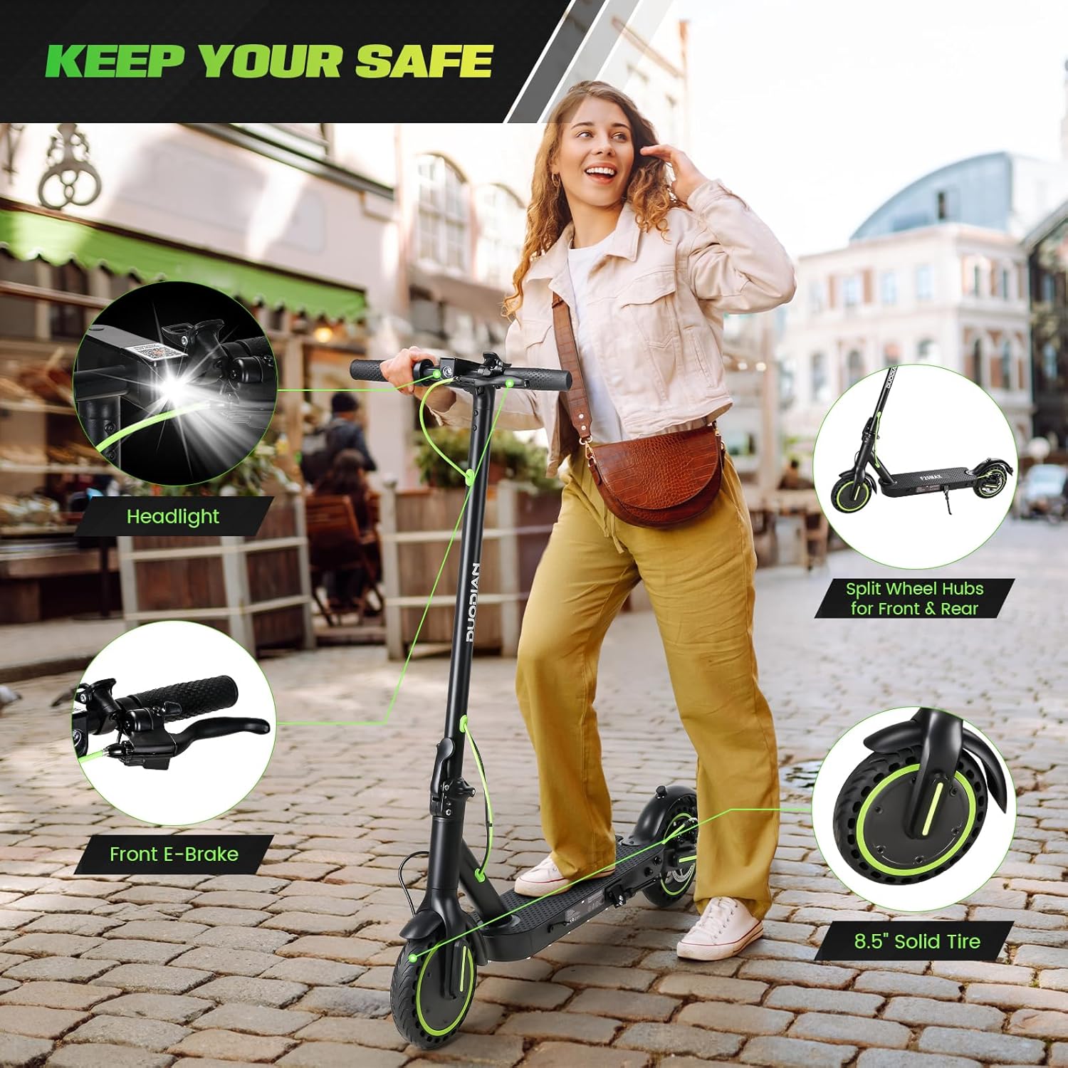 Electric Scooter Adults,Folding E Scooter with 350/500W Motor 19 Mph 18 Miles Range,8.5