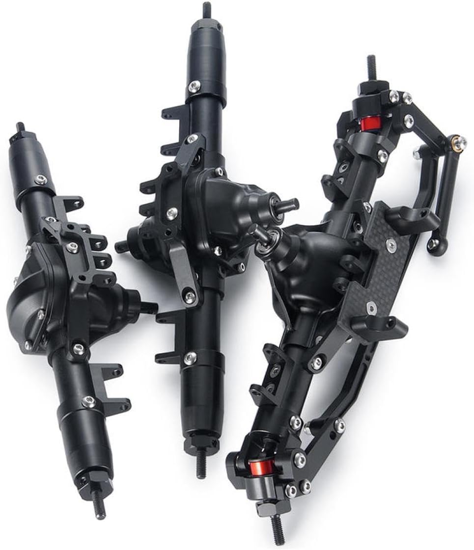 1/10 RC Crawler Car Compatible Complete Metal Front Middle Rear Axle Set with Servo Mount Upgrade Parts(1Set)