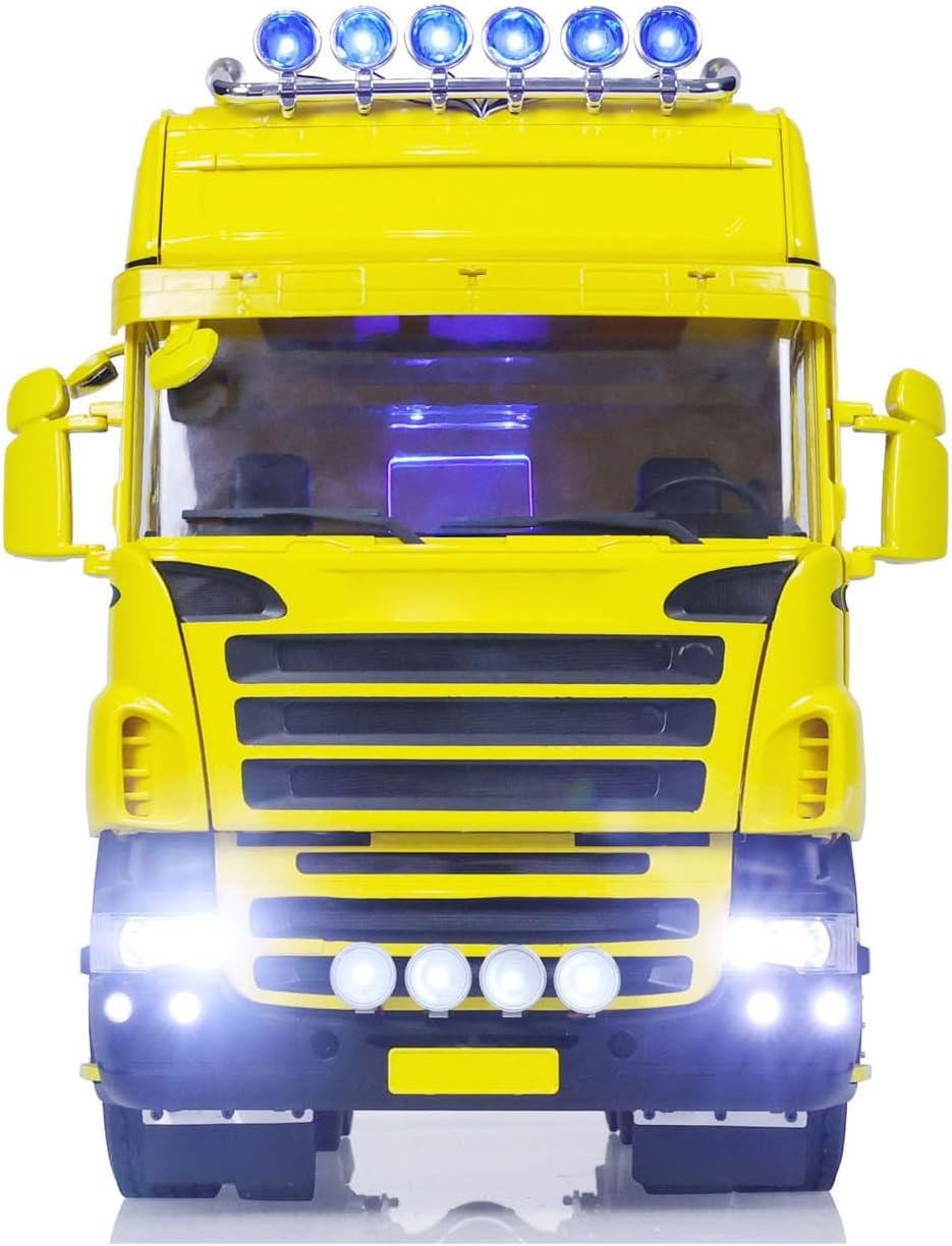 TOUCAN RC HOBBY LESU 6x6 RC Tractor Truck 1/14 RTR I6S Radio Control Car Model 2-Speed Gearbox Comes with Both a Sound System and a Lighting System (Yellow)