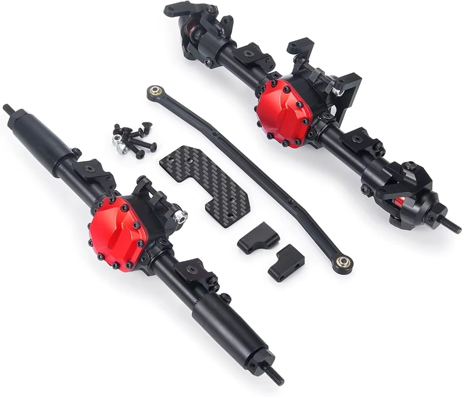 Compatible with Axial for SCX10 II AX90046 90047 90027 1/10 RC for Rock Crawler Car Parts Metal Front Rear Axle Straight Complete Axle RC Car Part Accessories(Front and Rear)