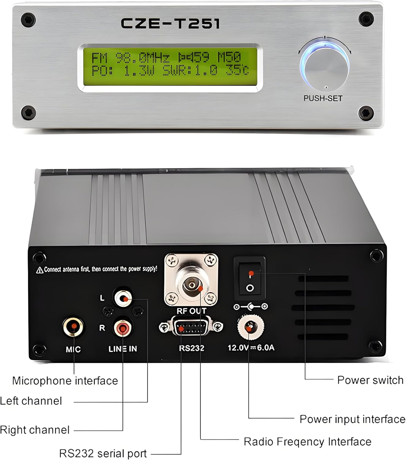 25W Long Range FM Broadcast Transmitter for Drive-in Movie, Church Parking Lot, Lights Fireworks Show,Fireworks Display,School, Supermarket Events with 3.5mm Mic Jack