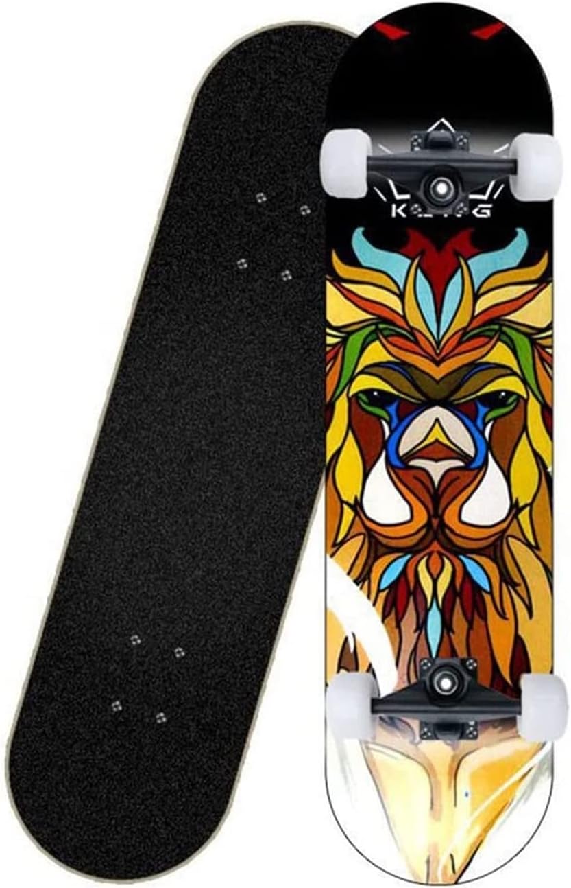 Standard Skateboard for Kids Teens Adults Beginners 31 X 8 Inch Double Kick Concave Complete Skate Board for Boys Girls with 9 Layer Maple Deck