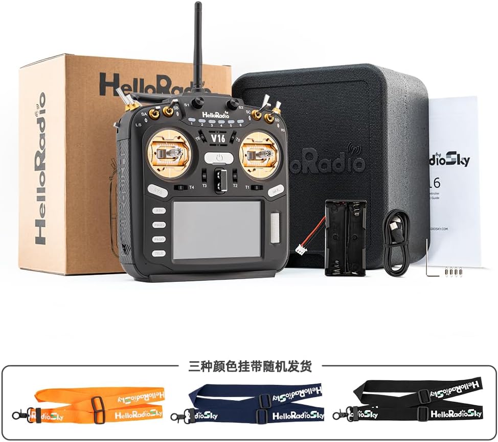 V16Max ELRS FPV CNC Drone Remote Controller Hall Gimbals Radio Transmitter, 16 Channels, 2.4G, Mode 2, for RC Drone (Gold)