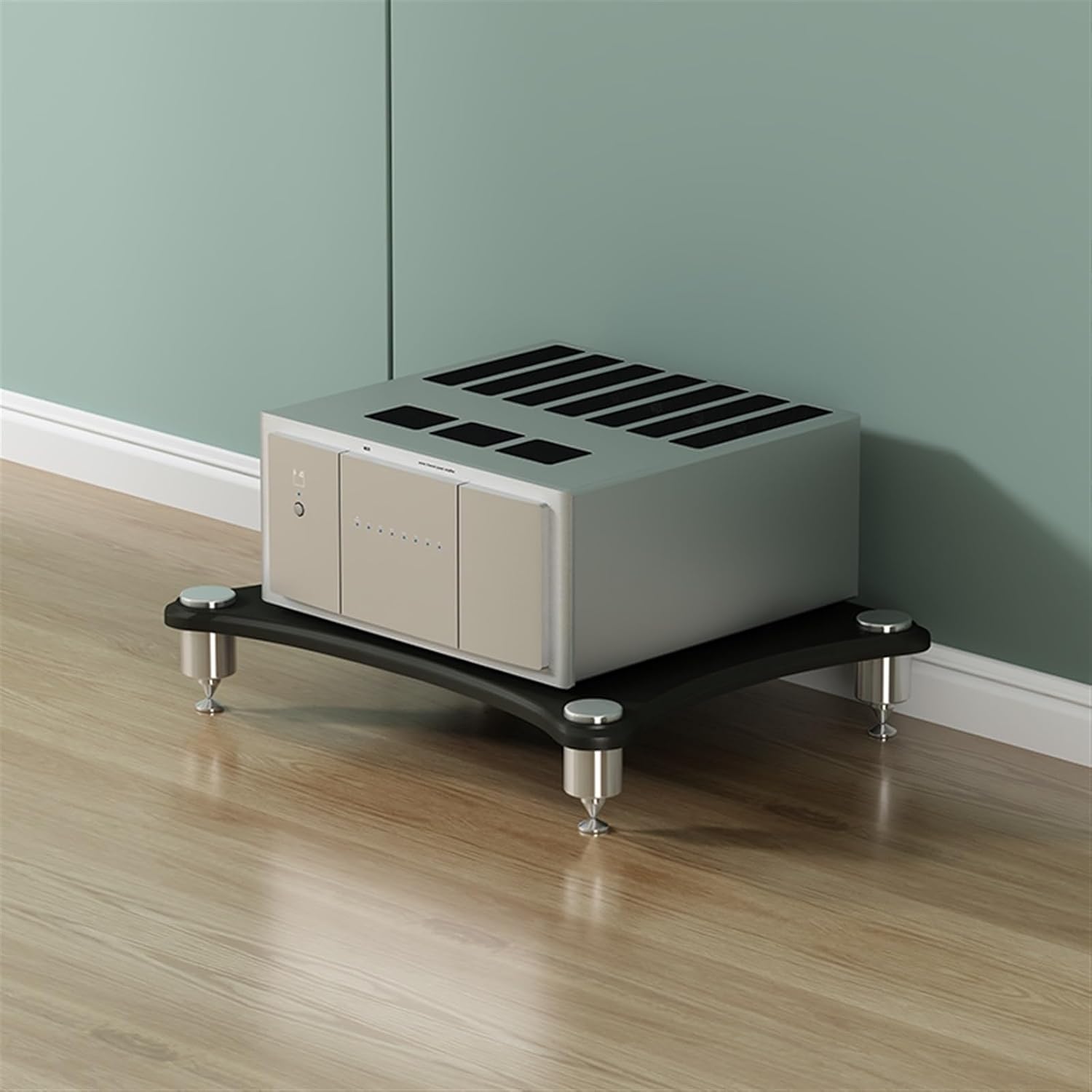 HiFi Audio Rack Stainless Steel Media Stand - 4 Layer Stereo Components Cabinet for DVD Player Game Console TV Box WiFi Router Amplifier Stand