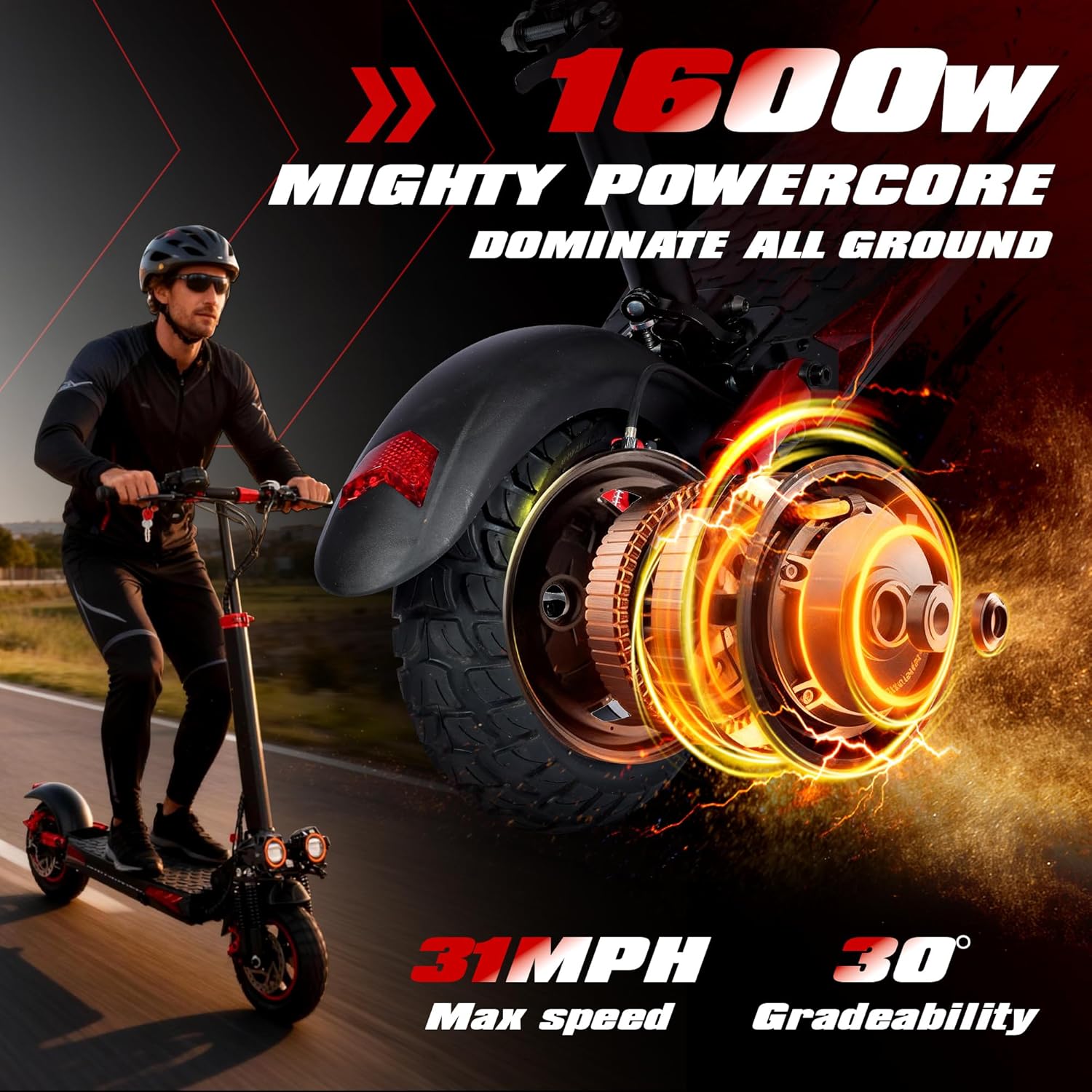DOF 1600W/1200W Motor Electric Scooter for Adults, Dual Disc Brakes & Suspension, 48V 21Ah/18Ah Long Range Battery, Up to 31 MPH, 37+ Miles, 11