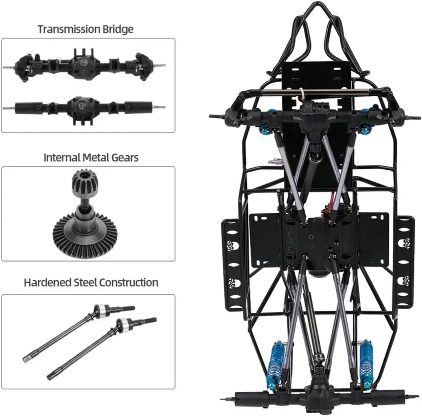 RC Car Parts for Axial for SCX10 II 90046 90047 1/10 RC Parts Crawler for Climbing Car DIY 313mm RC Car Frame Wheelbase Chassis Frame with Tries(Color2)