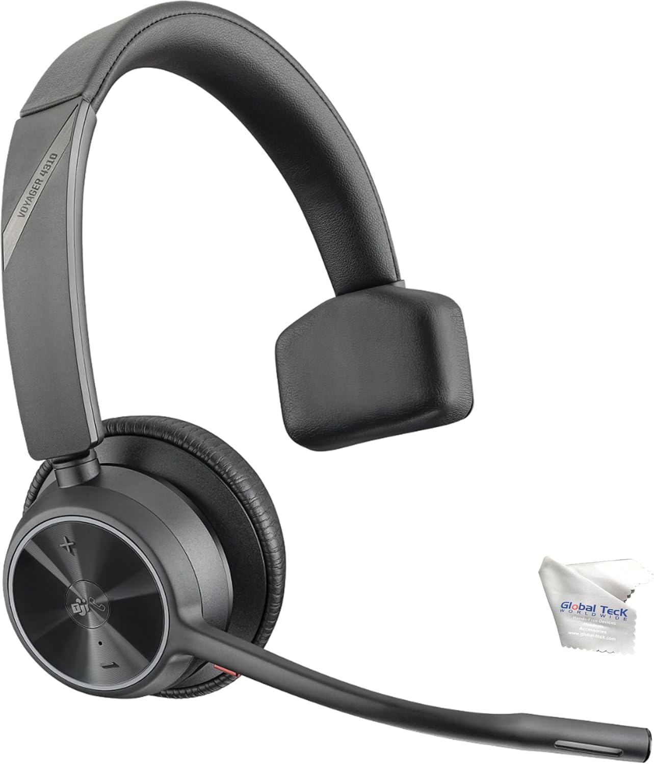 Poly Voyager 4310 UC Wireless Headset Bluetooth Office Earpiece, Plantronics Charge Stand, For Teams and Work From Home with Cellphone, PC, Mac, Compatible with Zoom, RingCentral, Meet, GTW Microfiber