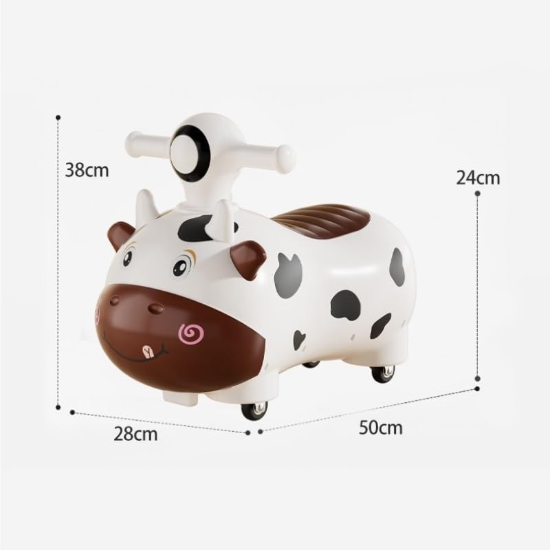 Wiggle Scooter Ride On Push Car Low Noise Riding Toy Children Ride On Party Toy Music Lights Under Seat Storage(Brown)