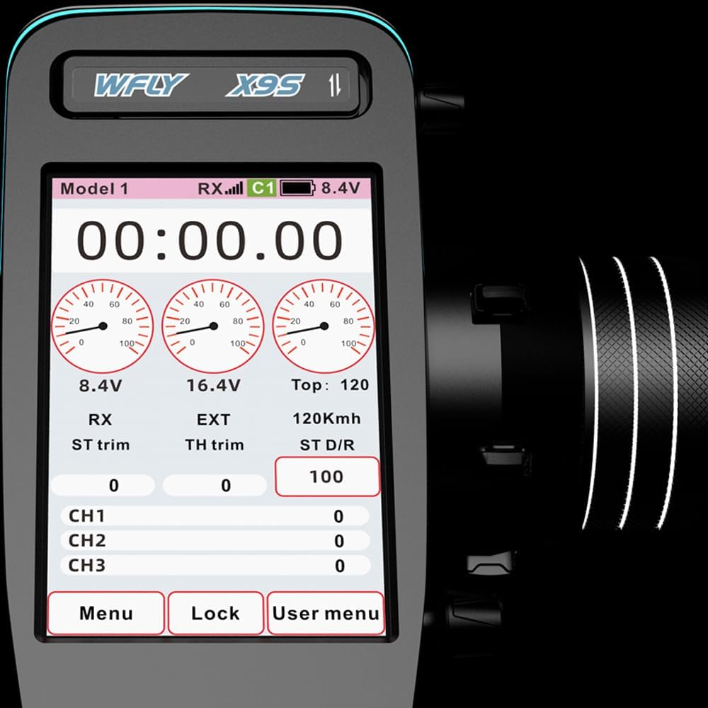 WFLY X9S RC car Radio Transmitter with 9 Channels Receiver RG209S Set Runner and Trigger Hall Gimbals 3.5ms Latency Constant Speed Navigation Support GPS