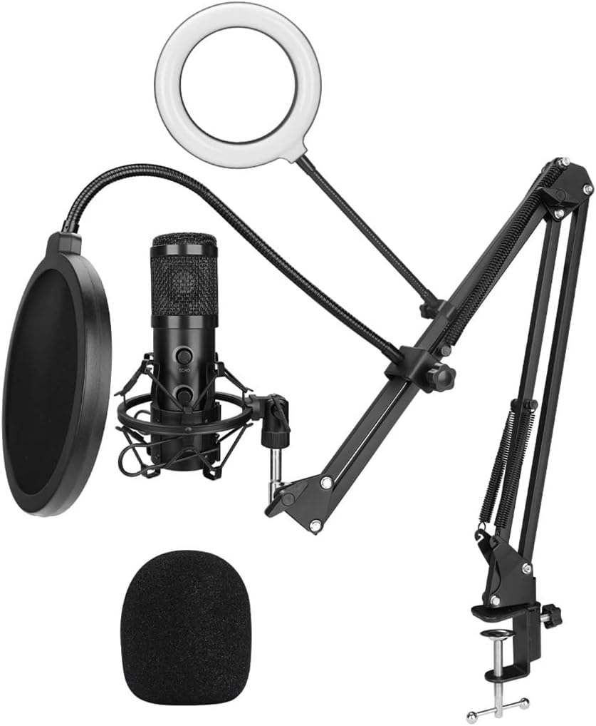 USB Condenser Microphone Game Recording for Computer Cardioid Condenser Microphone with Adjustable Metal Arm Stand (E20 4)