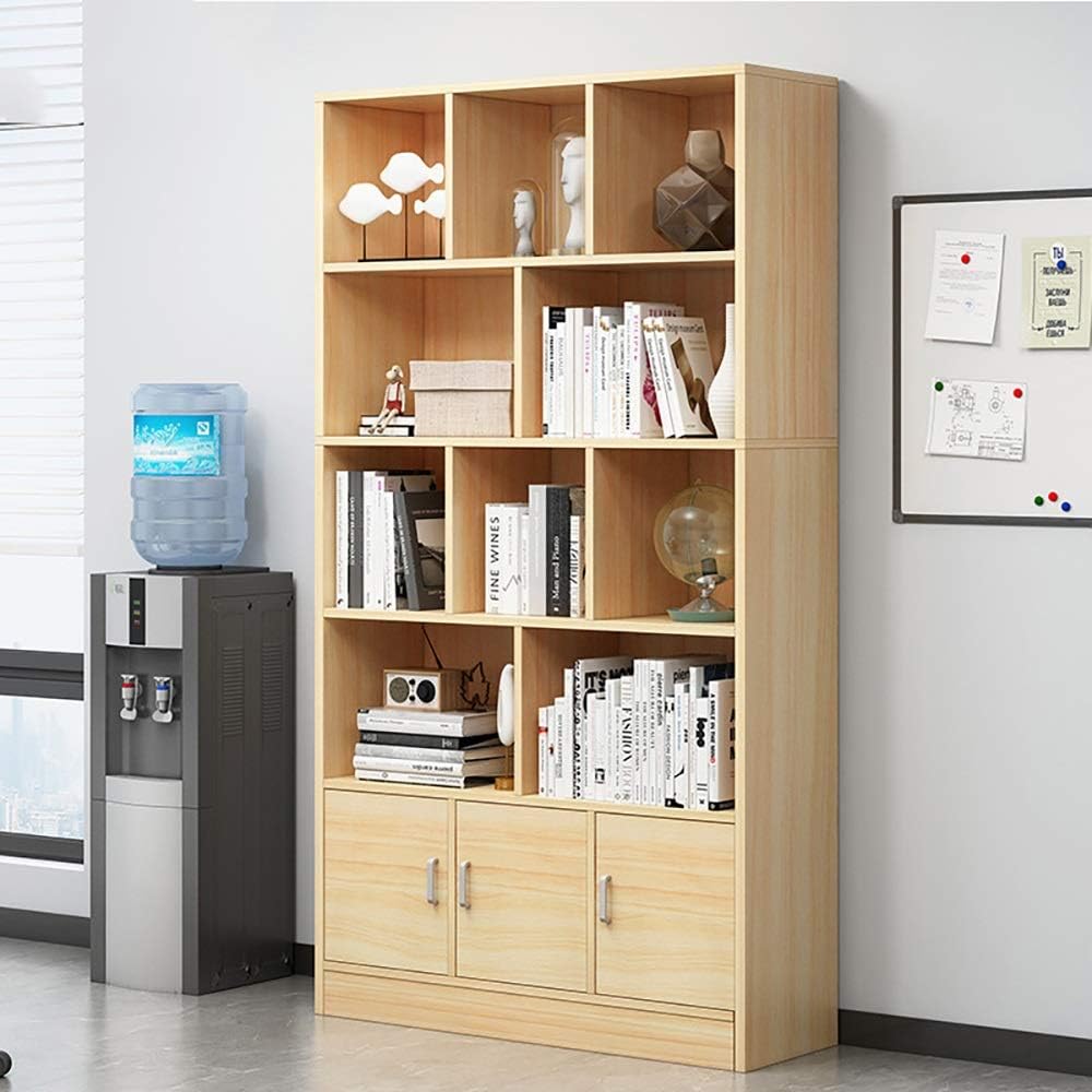 NERDOH Wooden Bookcase Bookshelf Free Standing Bookcas Shelving Solid Wood Storage Unit for Living Room Living Room Furniture (Color : Yellow, Size : 100x24x180cm)