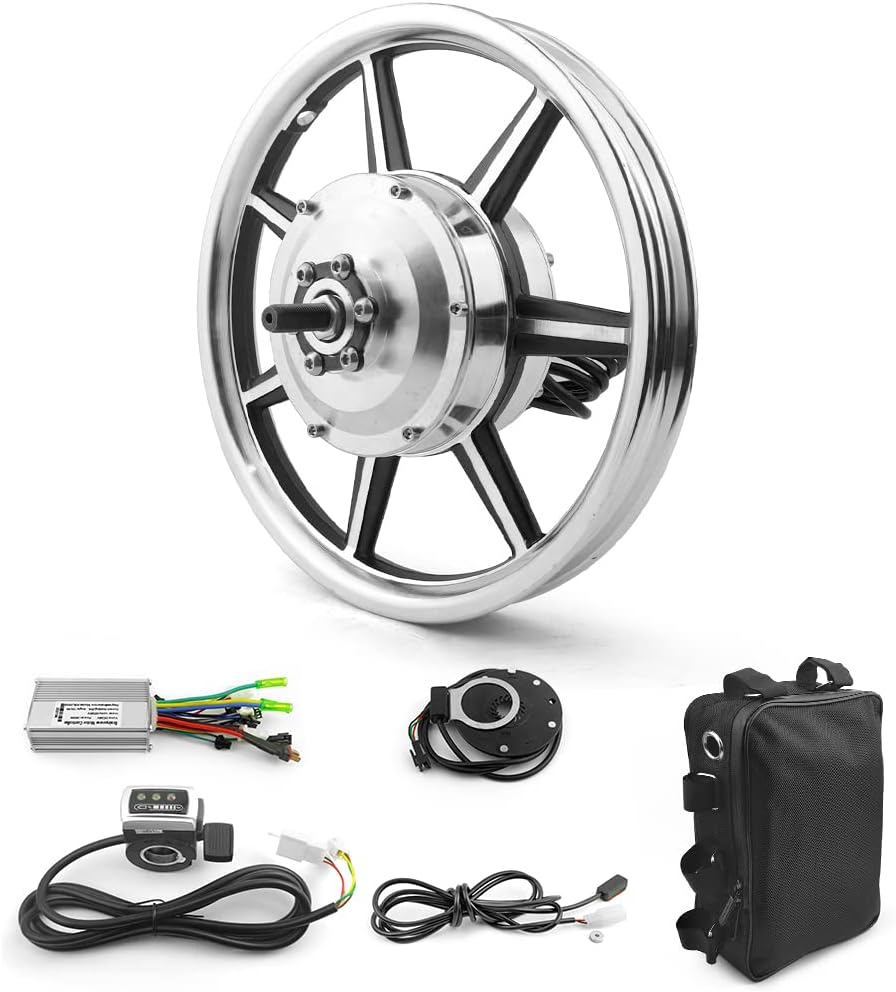 14 Inch 350W Brushless Geared Hub Motor Mag Wheel with PAS Accelerator for Front Drive Escooter Small Bike Bicycle