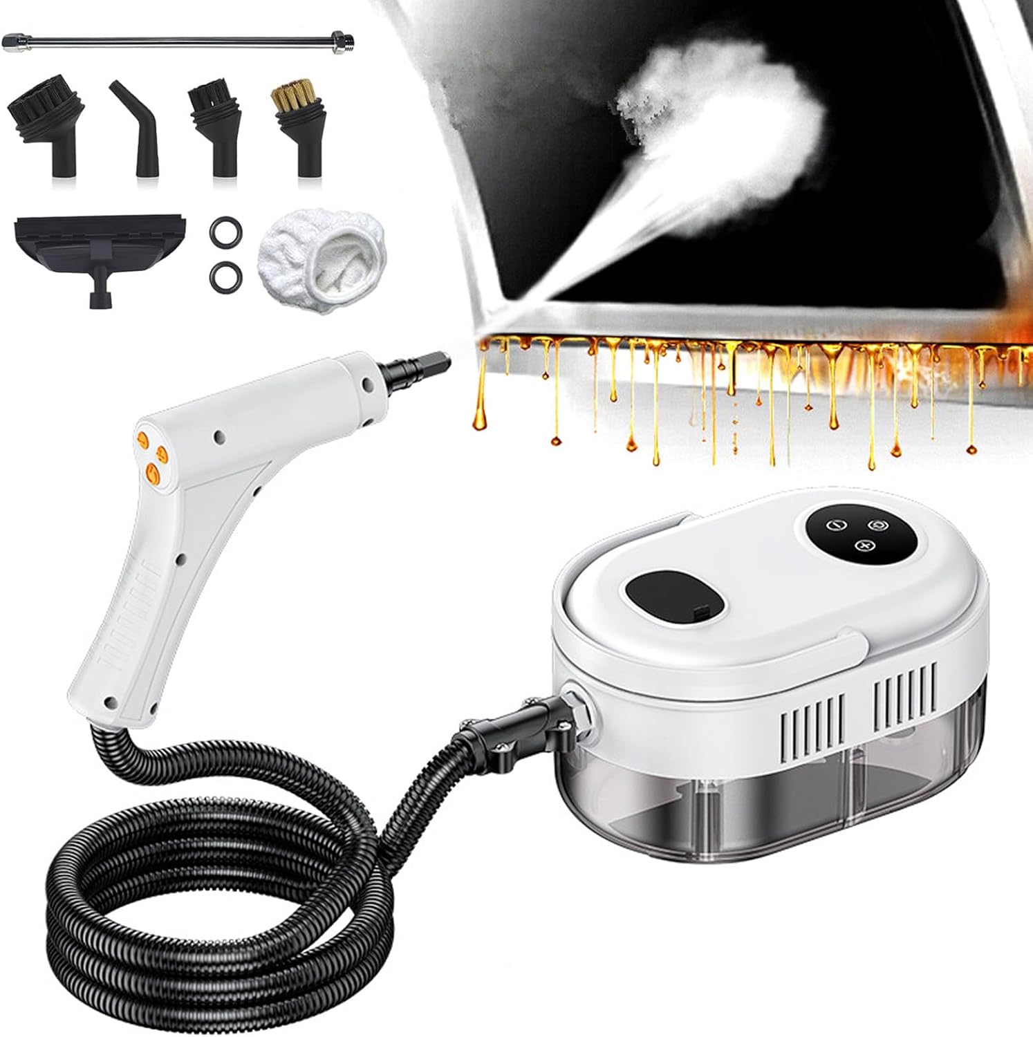 High Pressure Steam Cleaner, 15 Seconds Fast Heating, 6 Levels Of Temperature Adjustment, 1100 Ml Large Water Tank, Multifunctional Household Cleaning (White)