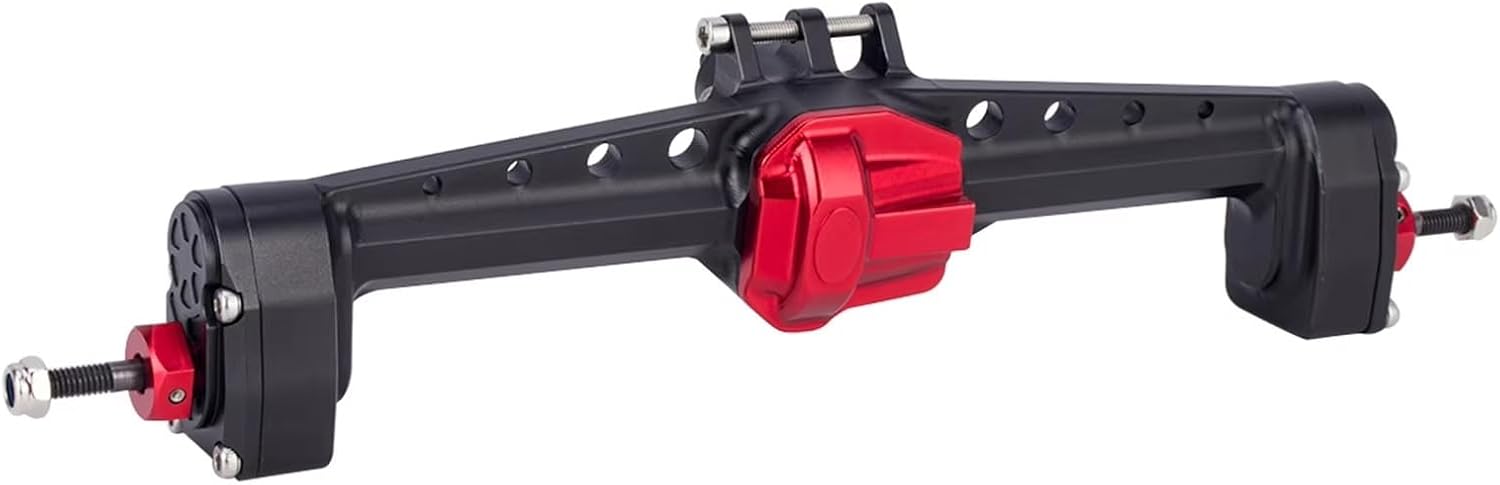 RC Car Front Rear Axle Compatible with Axial for SCX10 III 1/10 RC Car Parts Dual Servo Mount Steering Rod Front Rear Axle with Constant Velocity Driveshift(Black,Front and Rear)