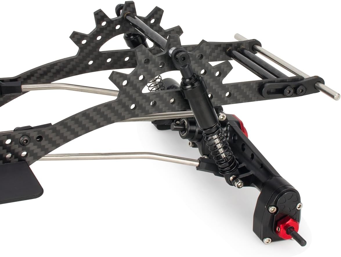 Carbon Fiber LCG Chassis Kit Frame Rails Skid Plate CMS Servo Panhard Mount for 1/10 RC Rigs Crawler Capra SCX10 II VS4-10 Comp Builds DIY Parts (Full Chassis Kit)