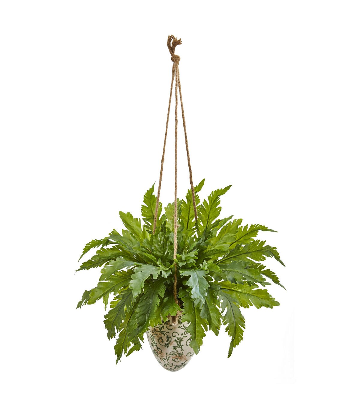 Nearly Natural 29 Fern Artificial Plant in Hanging Vase