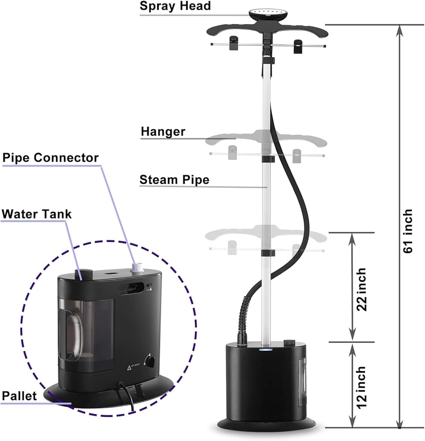 Home Ironing Clothes Handheld Ironing Machine, Hanging Vertical Electric Iron, 1700W Powerful Steam Hanging Iron, 1.8L Water Tank Can Provide 40 Minutes of Continuous Steam