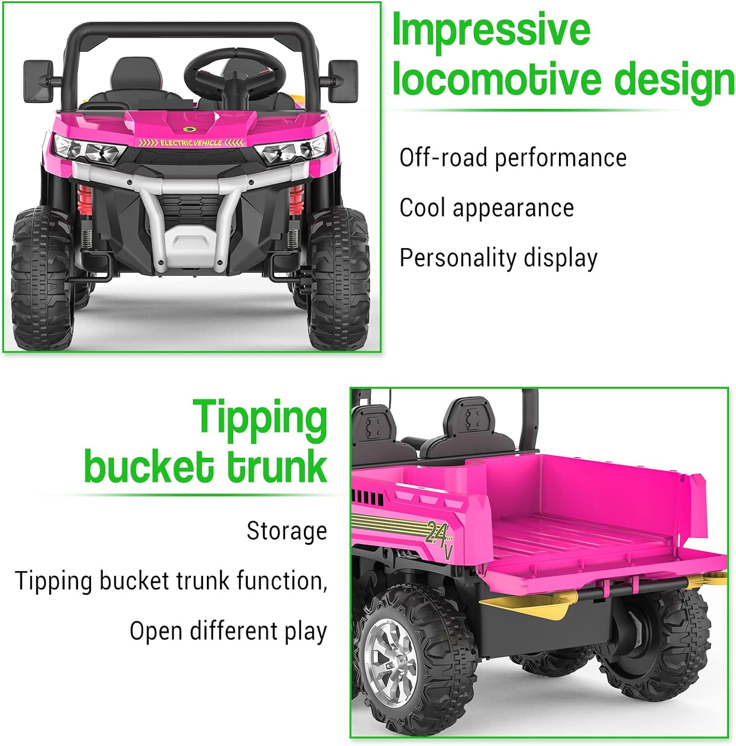 Ride On Dump Truck for Kids Ride On Car with Remote Control Electric UTV Vehicles with Electric Dump Bed, 4WD Power Ride-on 6 Wheels Ride On Toys for Boys Girls