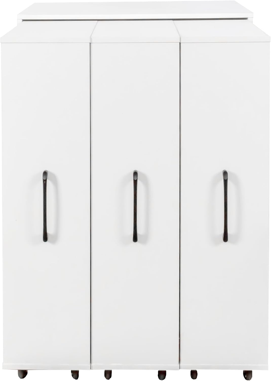 CYJZH Bookcase with Three Pulled Out Doors Shelving Cabinet,3 Tier Floor Standing Slide Out Storage Bookcase File Cabinet,Office Bedroom Living Room Hidden Storage Cabinet with Wheels