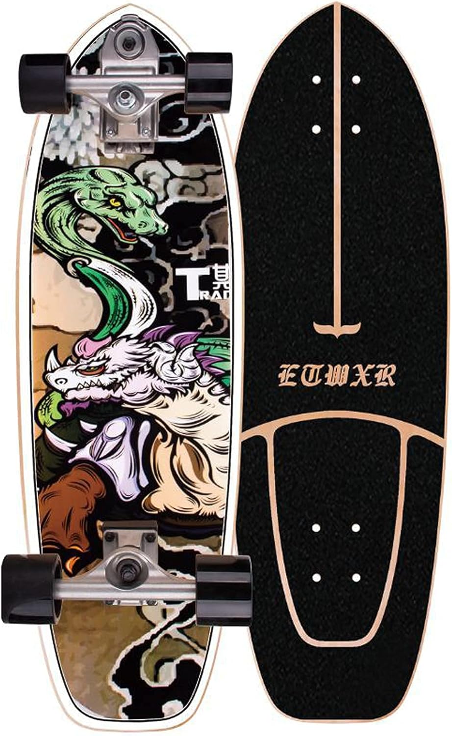 VOMI SurfSkates Pumpping Carving Skateboard 75×23.5cm Land Surfing Complete Skateboard P7 Truck (Bidirectional Steering Thruster + INDY) ABEC-11 Bearing 7 Layers Maple Deck for Kids Teens Adults (C)