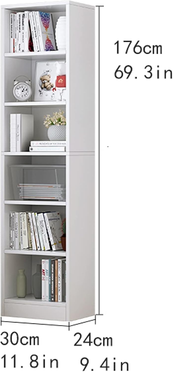 HIHELO Book Case Modern Bookshelf, 6 Layers of Warm White, Mostly Used in Living Room and Bedroom Bookshelves
