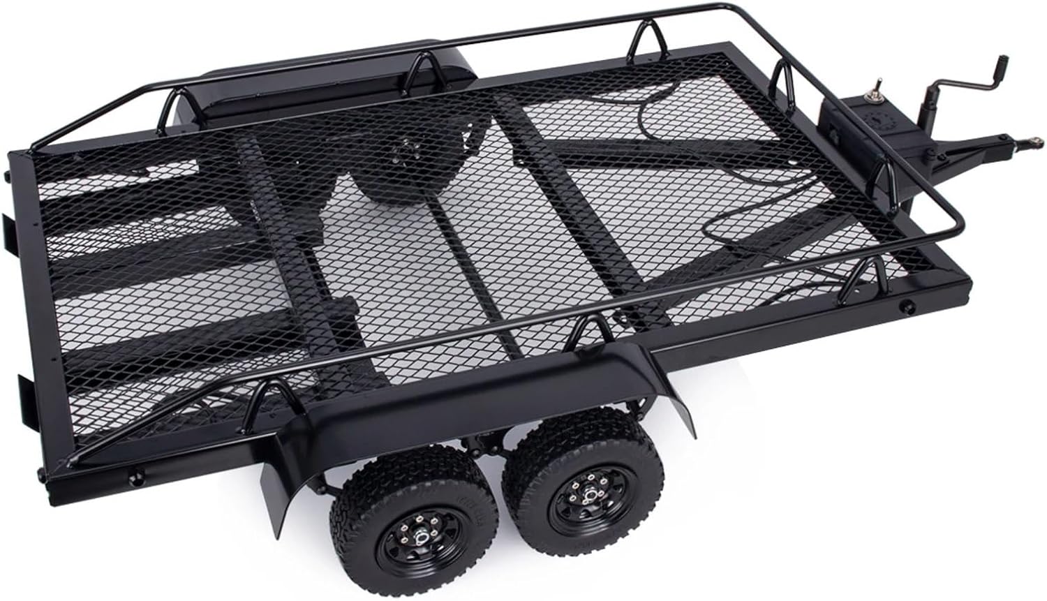 RC Upgrade Accessories for Axial for SCX10 for TRX4 for TRX6 D90 1/10 Double Axle with Light Metal Trailer Bucket Flat Plate Large Trailer RC for Rock Crawler