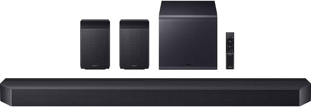 Samsung Q Series Soundbar HW-Q990F 11.1.4 ch Subwoofer + Rear Speaker (2025) Q-Symphony Bundle with CPS Exclusive 26 Month Protection Pack & Deco Gear Complete Home Theater Beginner's Guidebook