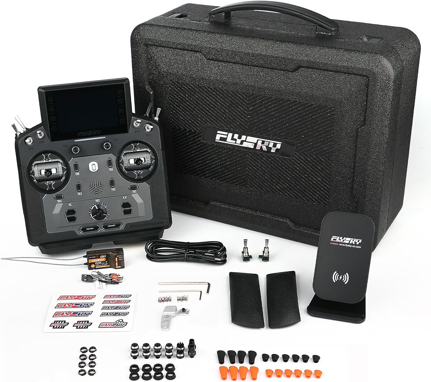 Flysky PL18 Ultra RC Transmitter with FTR8B Receiver Kit, 18 Channel Remote Controller with IPS Touchscreen, Dual Antenna, for Airplane Helicopter Car Boat Robot Glider