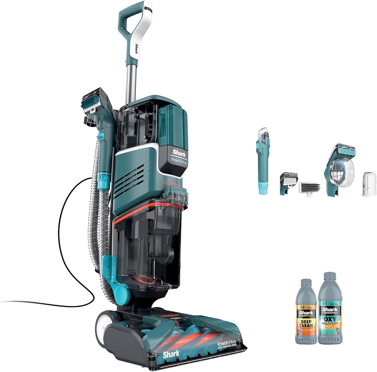Shark R-EX205 CarpetXpert Carpet, Area Rug & Upholstery Cleaner with StainStriker, Built-in Spot & Stain Cleaner, Teal - Certified , EX200 Series (Renewed)