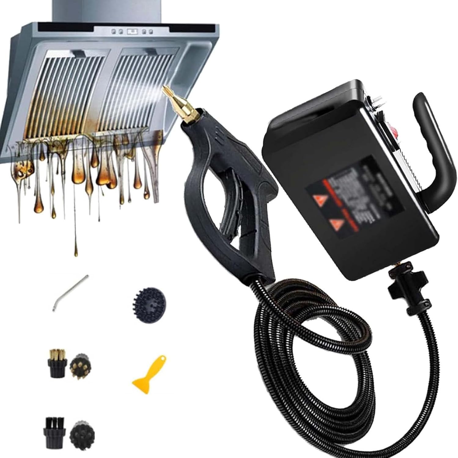 High Pressure Steam Cleaner Machine,Pressurized Steam Cleaner Tankless,360°All-Round Steam Cleaning,for Home Kitchen Bathroom Car Auto,2600W Black