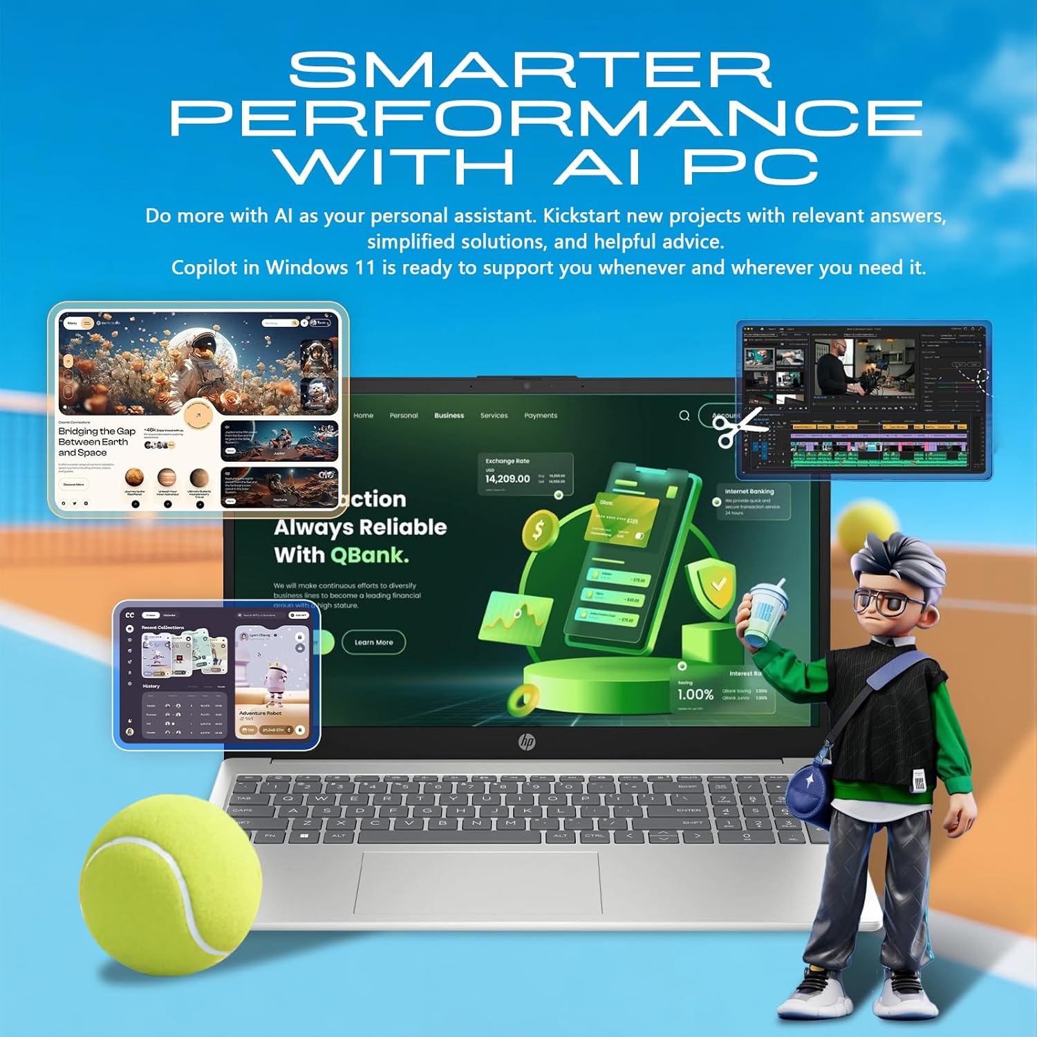 HP 15.6 Touchscreen Laptop Computer for Business & Student, Intel 13th Gen Core i3(Up to 4.5GHz), HD Touch Display, 32GB RAM, 1TB SSD, AI Copilot, Win 11 Pro, W/Accessories