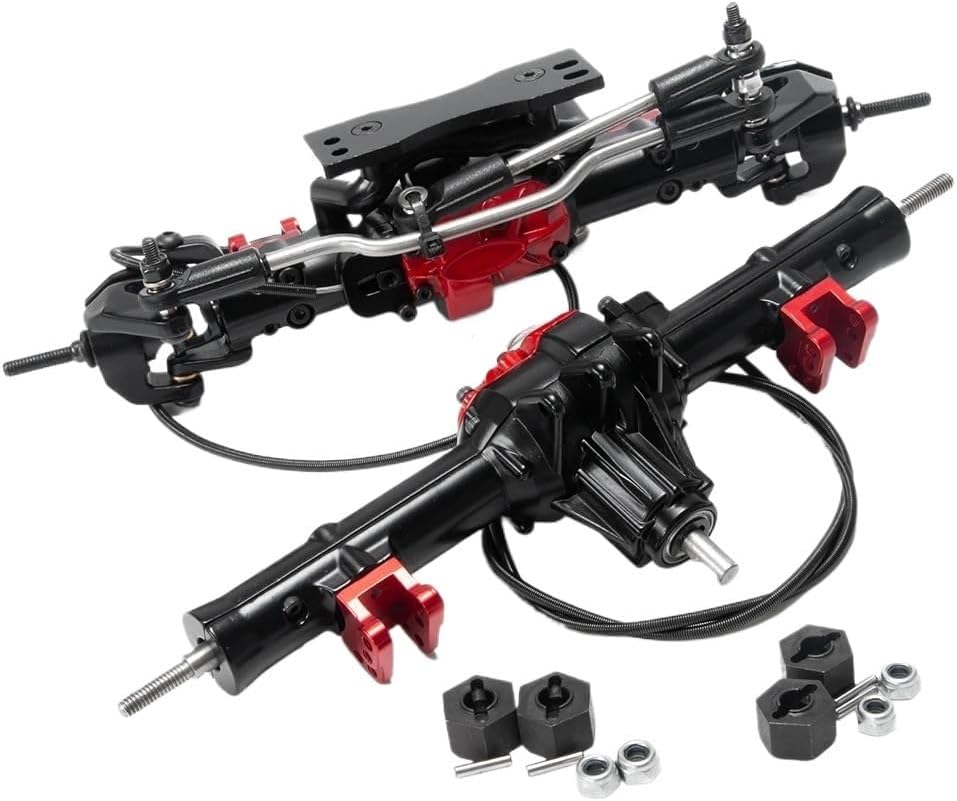 Metal Axle Upgrade Parts Compatible with 1/10 RC Crawler Car Front and Rear with Differential Lock Compatible with Various Models(Front Rear AXLE)
