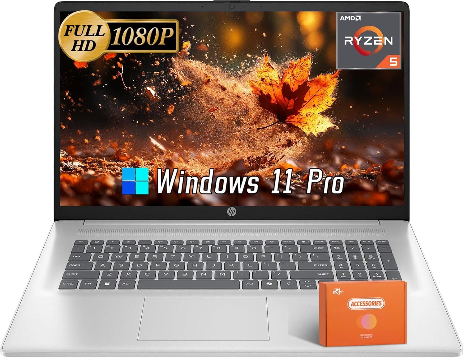 HP 17 inch Laptop, Microsoft Office Lifetime License & Windows 11 Pro, 17.3