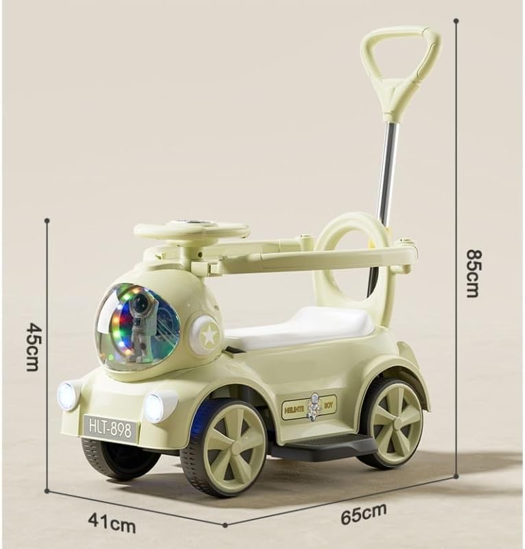 Wiggle Scooter Kids Electric Motor Car with Headlights Push Handle Backrest 3 Modes: Push, Drive Or Scooter(Rojo)