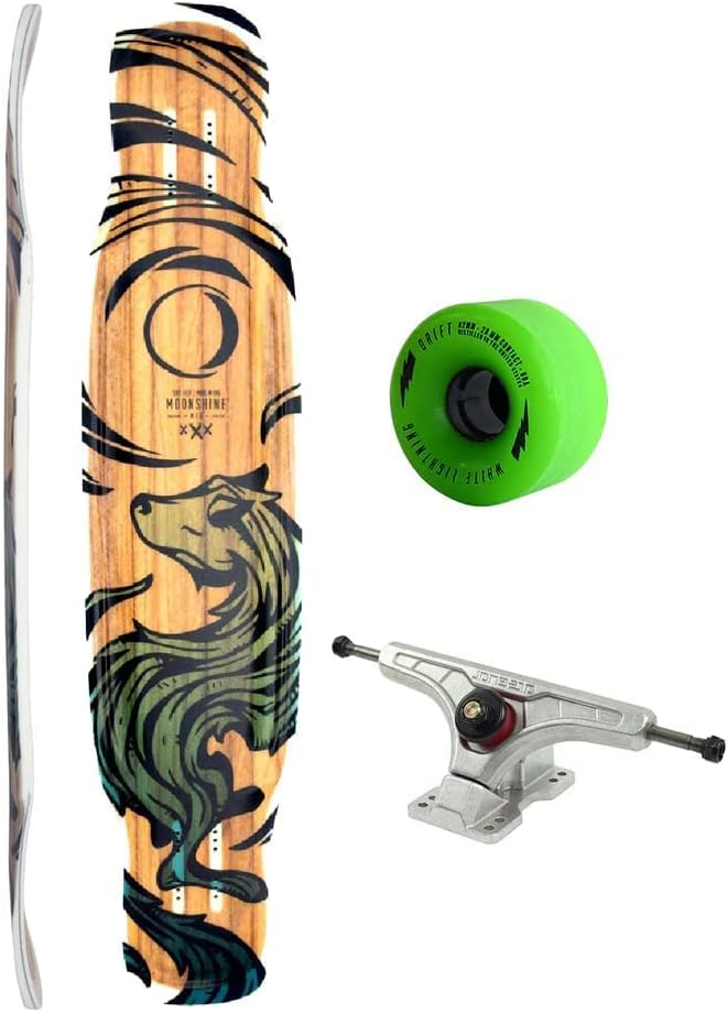 Longboard Skateboard, Freestyle Cruiser, Waterproof & Wood Construction, Cruise Skateboard and Longboard Decks, Lightweight Build (Miniclipse Soft Flex Complete Deck + Wheels)