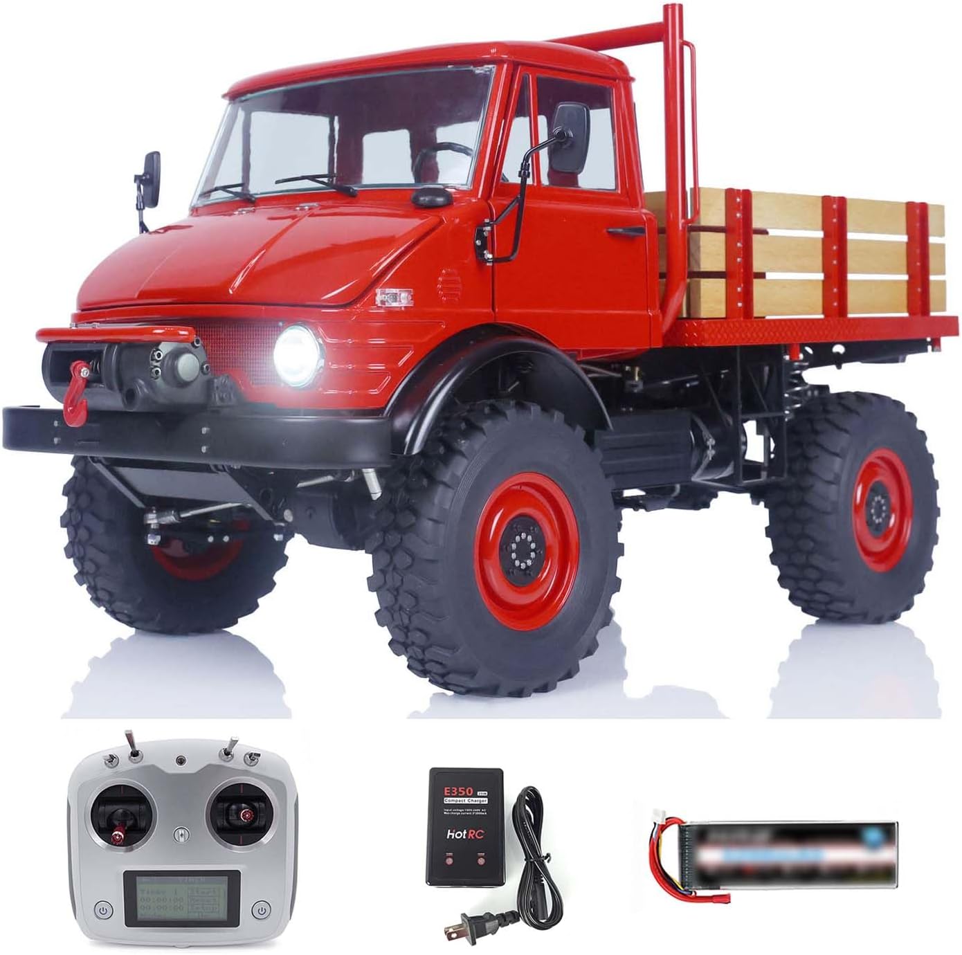 LESU 1/10 4X4 Metal RC Off-Road Vehicles for U406 Climbing Truck Car I6S Radio Brushed Winch Light Sound 2 Speed Transmission Red RTR Crawler Model