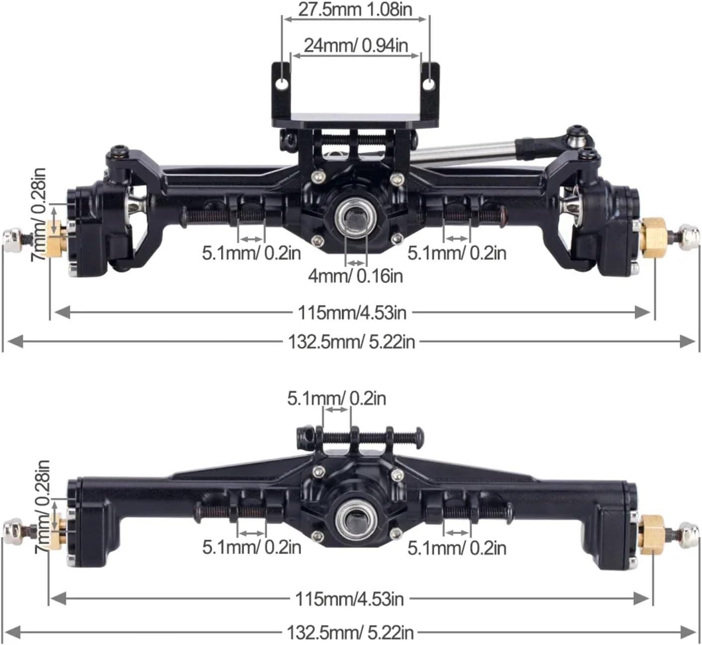for TRX4M 1/18 with Lay Down Servo Mount & Links Aluminum CNC Portal Axles +10mm RC Crawler Car Axle Upgrade Parts RC Car Parts(Black)