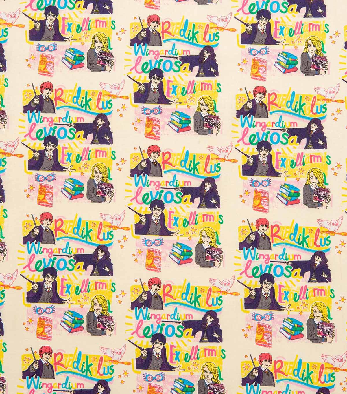 Harry Potter Magic Words Toss Cotton Fabric