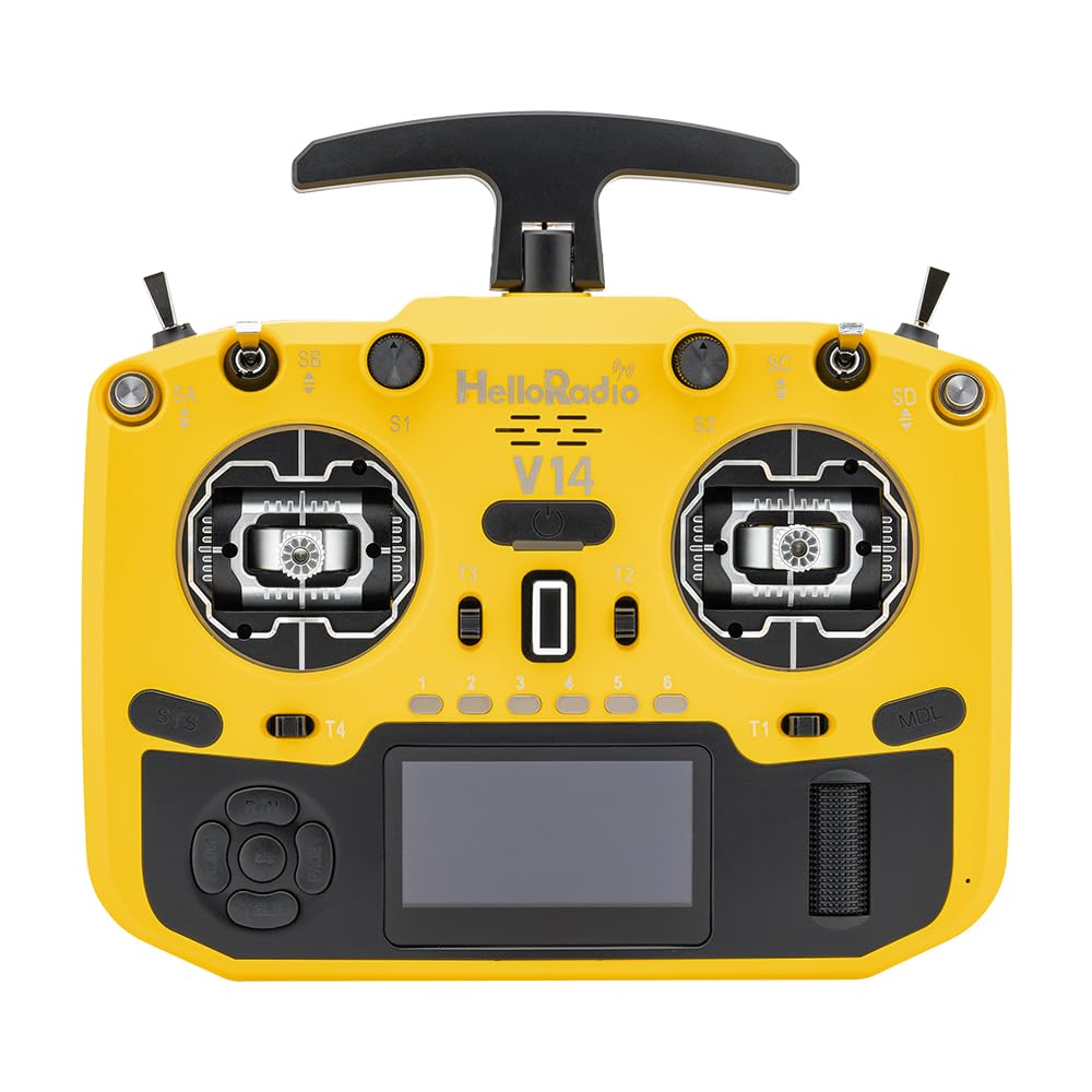 V14MAX FPV RC Radio Controller, Professional Remote Transmitter with OLCD Display, for RC Drones and Aircraft elrs fpv controller drone rc radio transmitter remote control (YELLOW)
