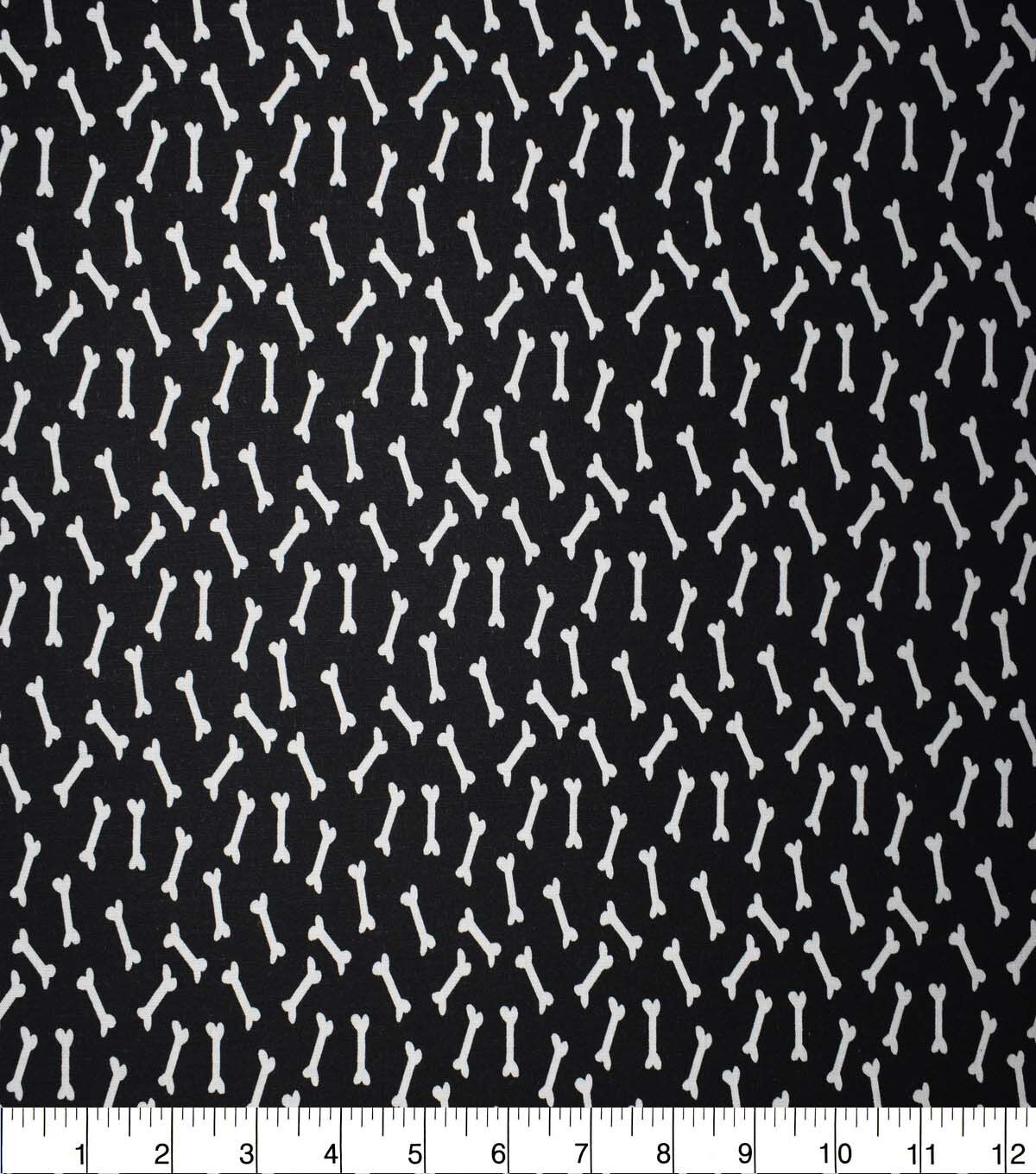 Dog Bones on Black Cotton Fabric by Quilter's Showcase
