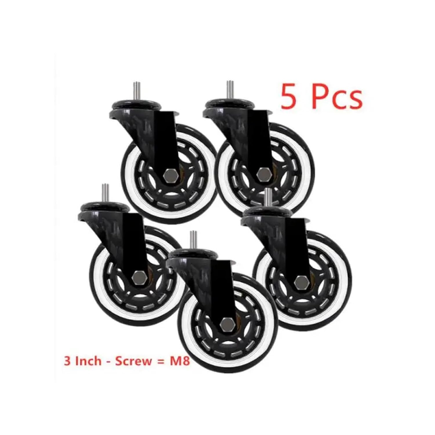 5 Pcs 3-inch Pu Screw Wheel Entertainment Scooter Universal Mute Caster